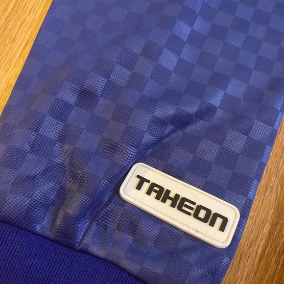 TAKEON Dex Pullover Sweater Indigo Blue Purple Size Medium Mens Checkerboard Zip - Picture 4 of 10